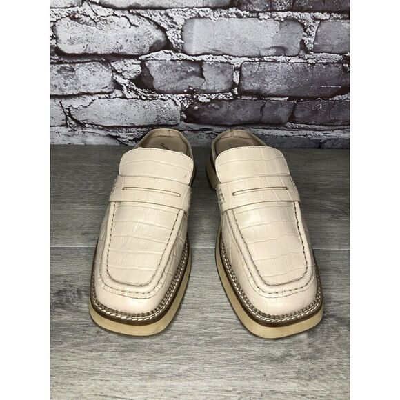 Free People Blush Pink Leather Platform Penny Loafer Mules Women Sz 39EU/8.5M US - Picture 5 of 16